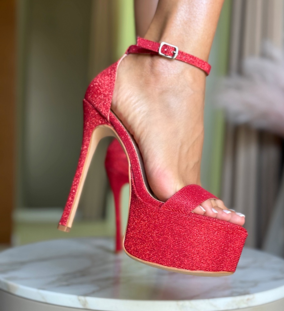 Sandale cu toc Narasian Rosii